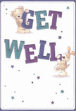 The cheerful artwork of this get well card brings to mind the kindness shared among neighbours in Woodside Park. With a soft, creamy background, the scene is animated by a lovable teddy and an energetic puppy, each artfully positioned among large, colourful letters reading 'Get Well'. Their features-round, expressive eyes, velvety ears, and fluffy fur-are drawn with such affection that warmth seems to radiate from the page. Swirls of indigo and teal shade the bold text, highlighted further by an array of blue and purple stars that scatter hope and gentle energy throughout the composition. The effect is as comforting as the touch of a hand-delivered bouquet on a grey day. Every detail, from the careful brushwork to the joyful interplay, reflects the nurturing spirit of Woodside Park, offering heartfelt encouragement and making each healing moment just a little bit brighter.